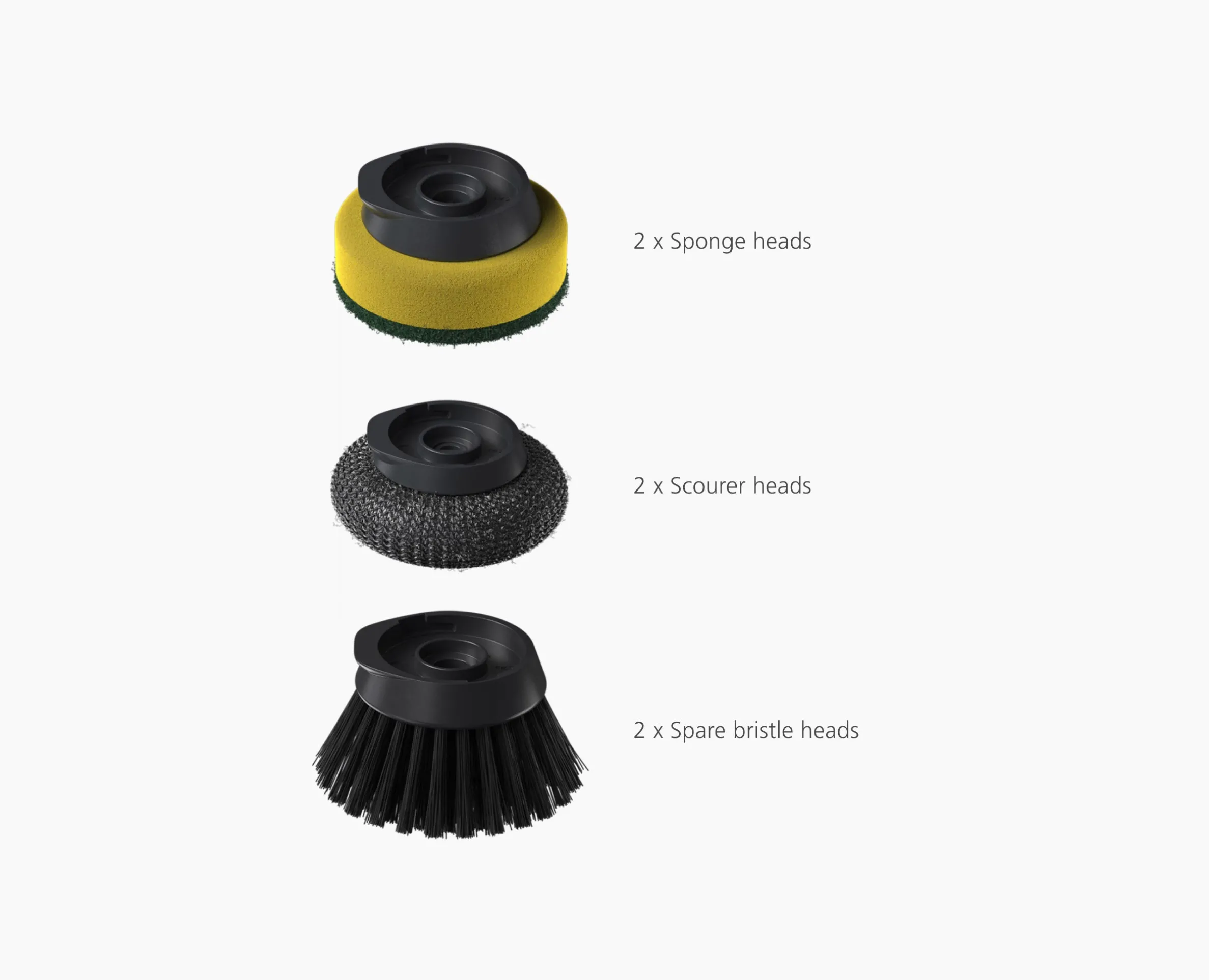 Brosse à Vaisselle à Paume avec Support Inox et 6 Têtes de Rechange SinkTech