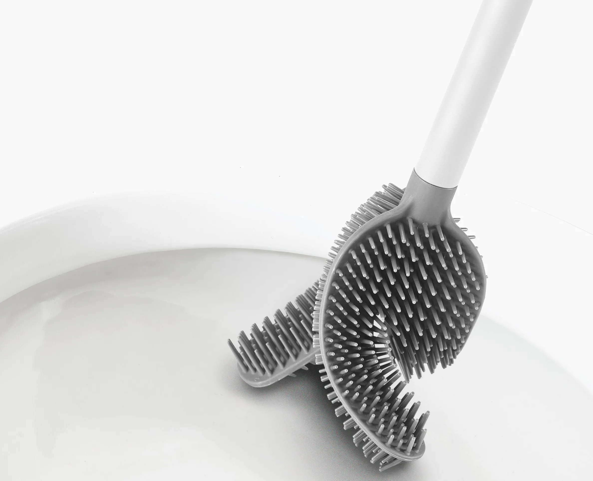 Brosse de Toilette Compacte en Silicone Blanche Mat Flex 360™ Lite