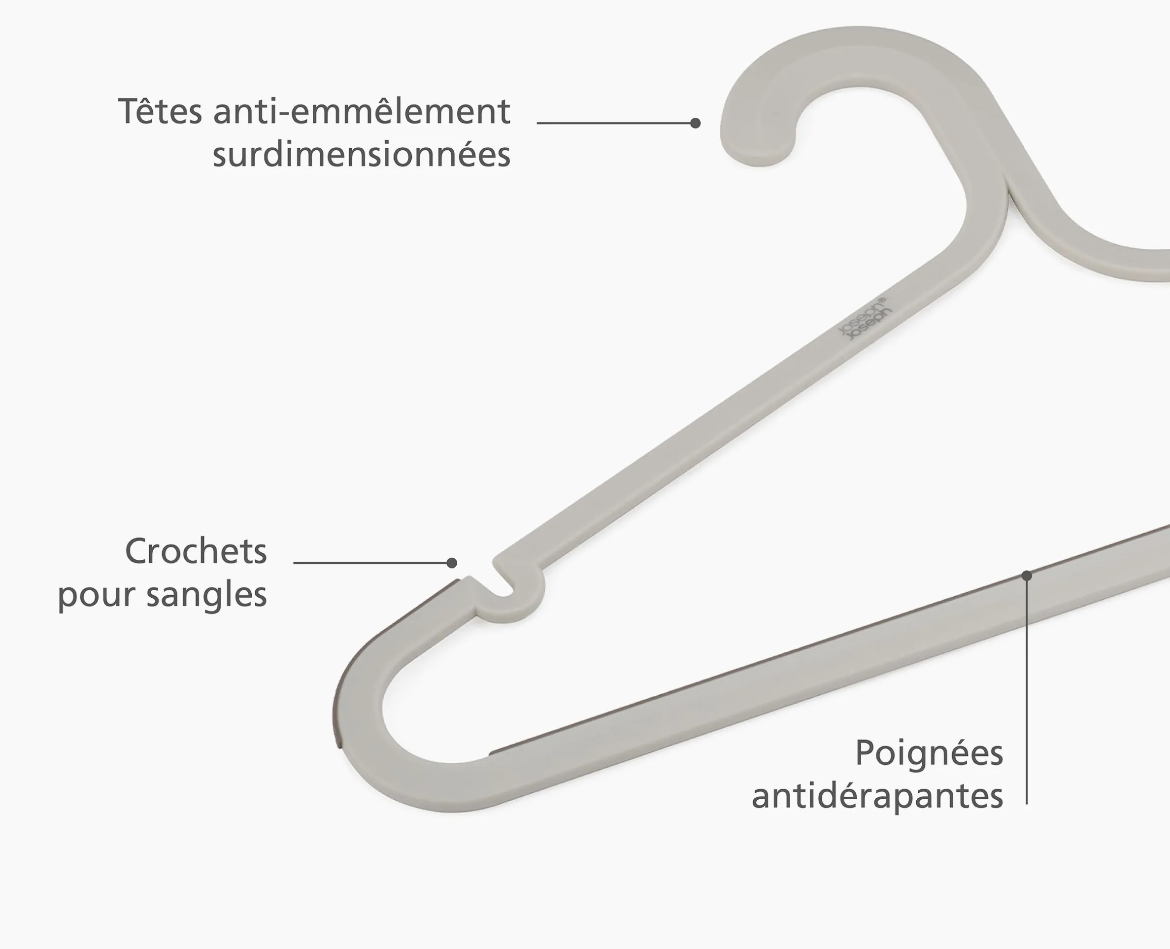 Ensemble de 5 cintres anti-enchevêtrement Orderly™ écrus