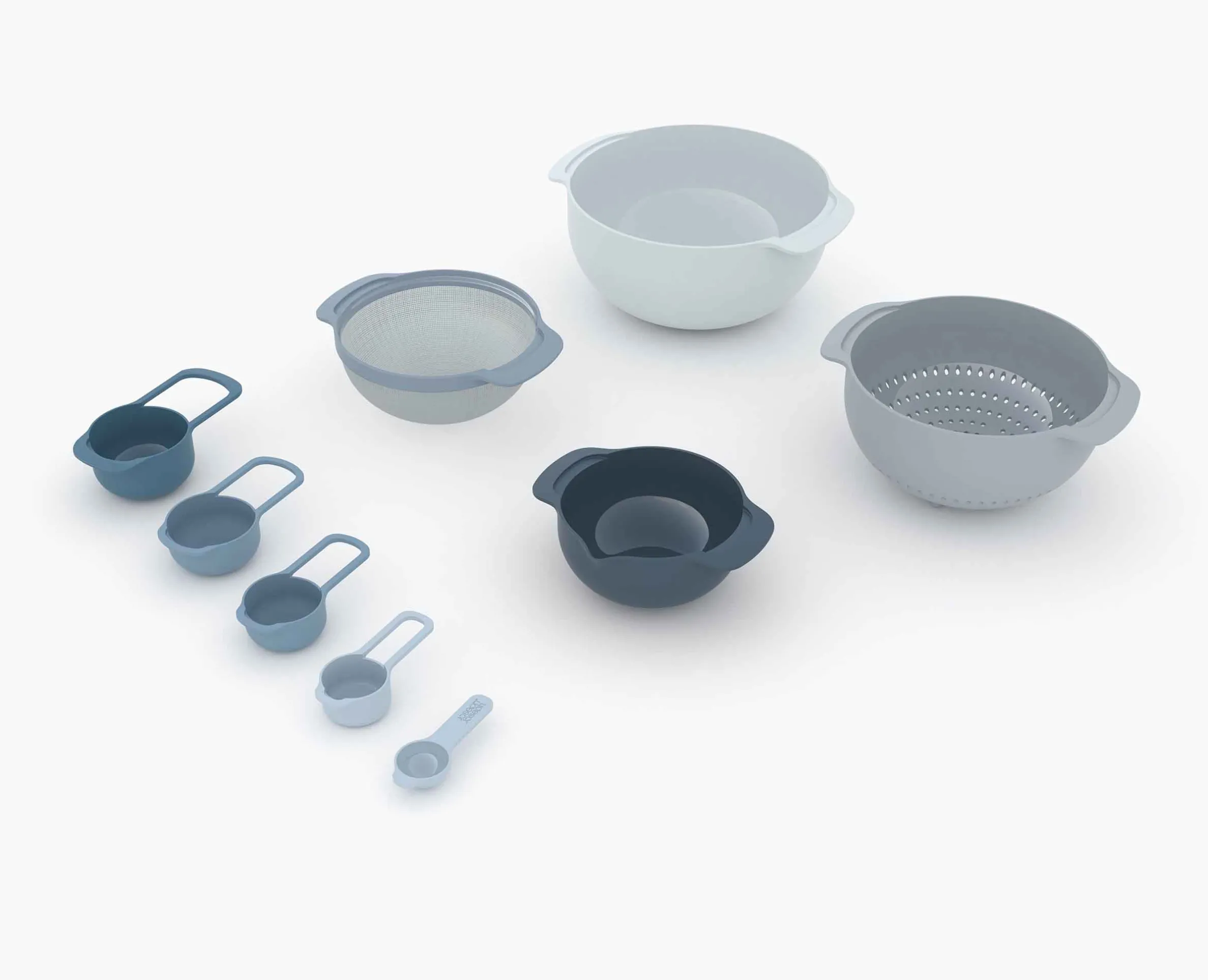 Lot de 9 Bols Nest™ 9 Plus, Rouleau à Pâtisserie PrecisionPin™ & Fouet Twist™ en Bleu