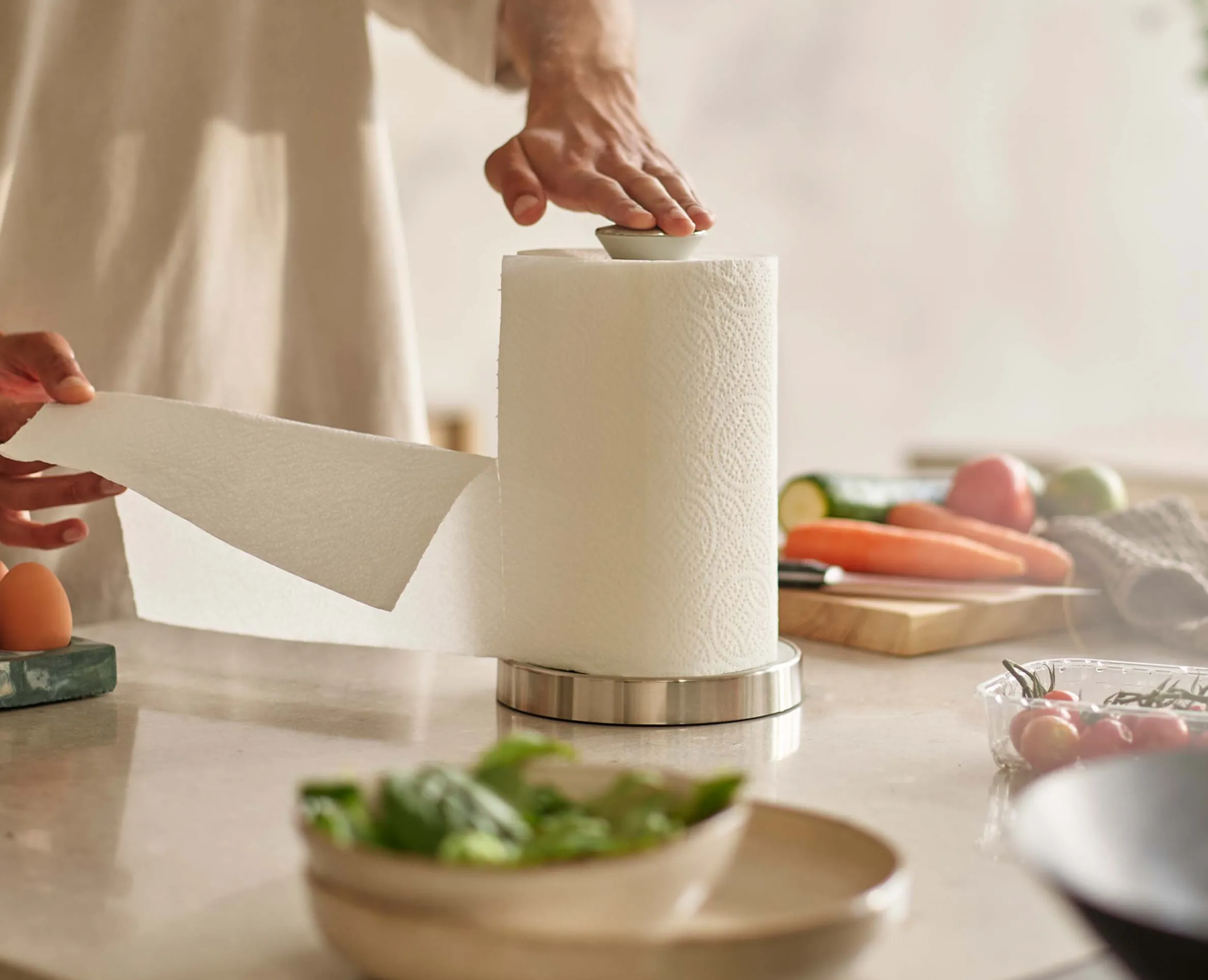 Porte Essuie-tout de Cuisine Couleur Pierre Push&Tear™