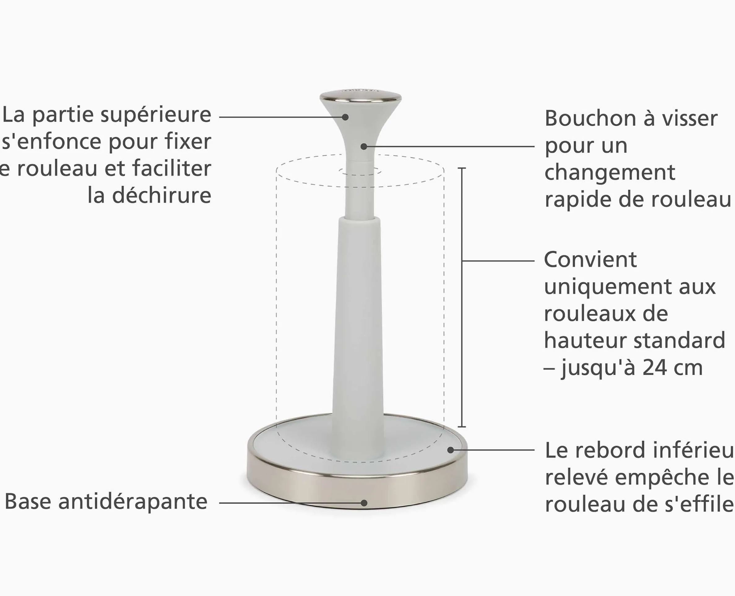 Porte Essuie-tout de Cuisine Couleur Pierre Push&Tear™