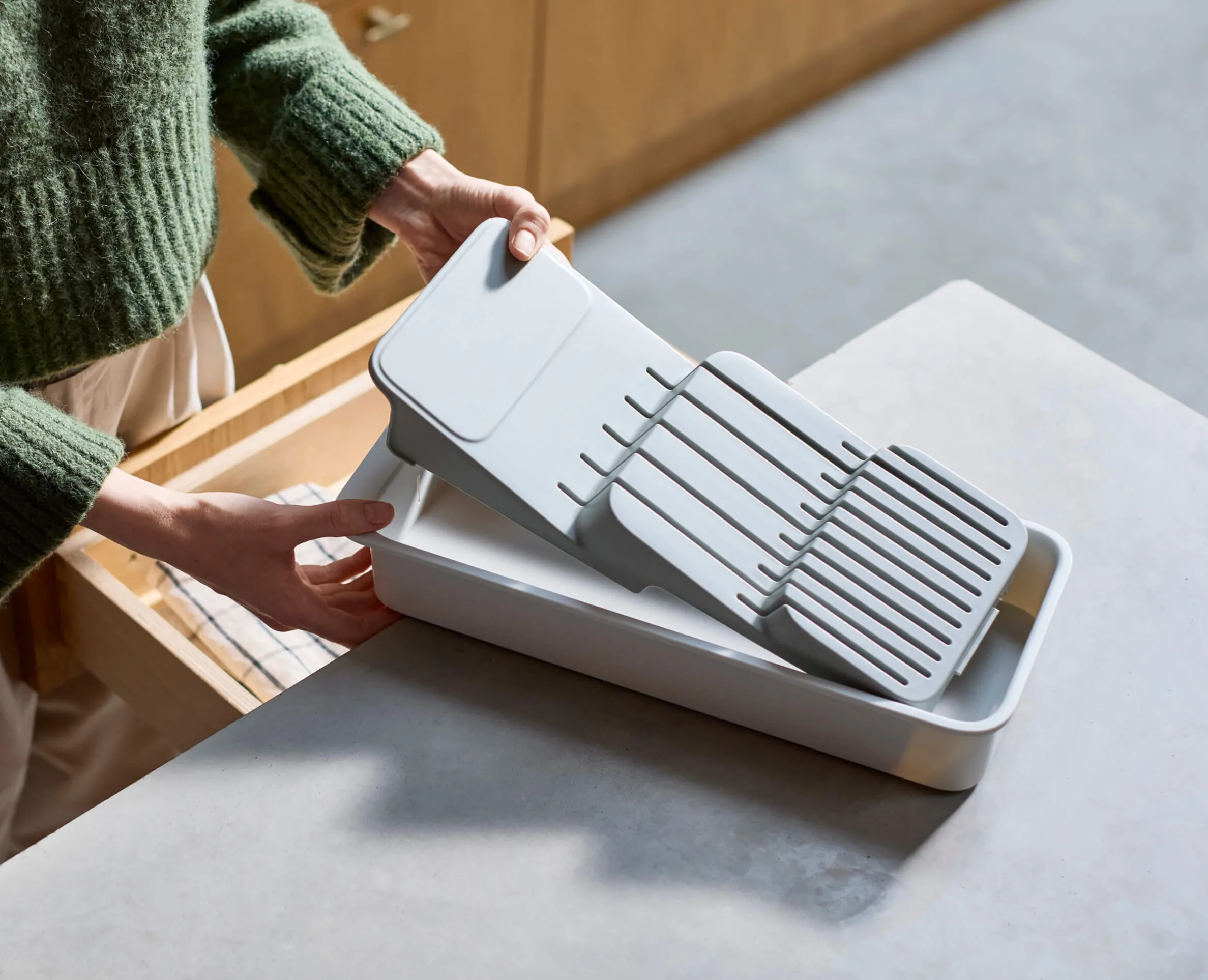 Range-Couteaux Recyclé Compact à 2 Niveaux Drawerstore™