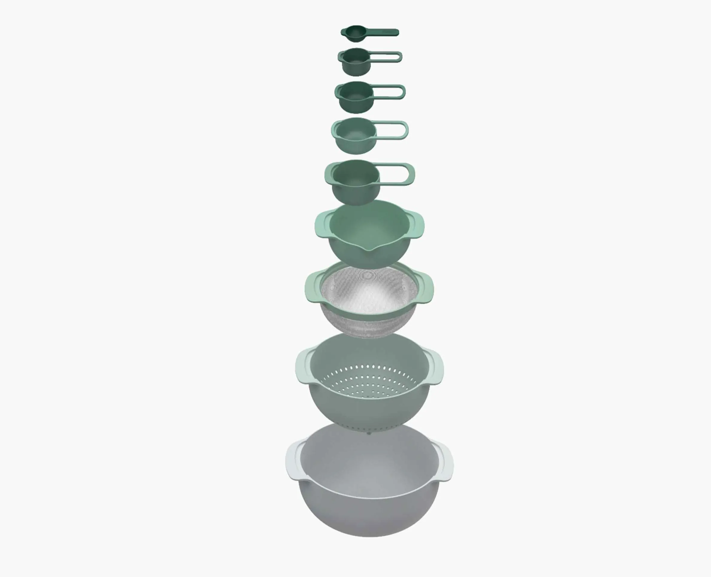 Set Compact de 9 Bols Mélangeurs Empilables en Vert Nest™ 9 Plus - Éditions