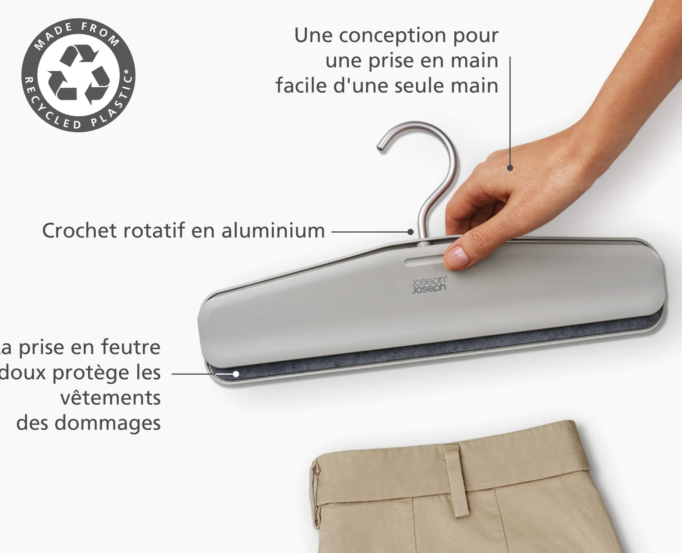 Set de 2 cintres écrus pour jupes et pantalons Orderly™ Easy-grip