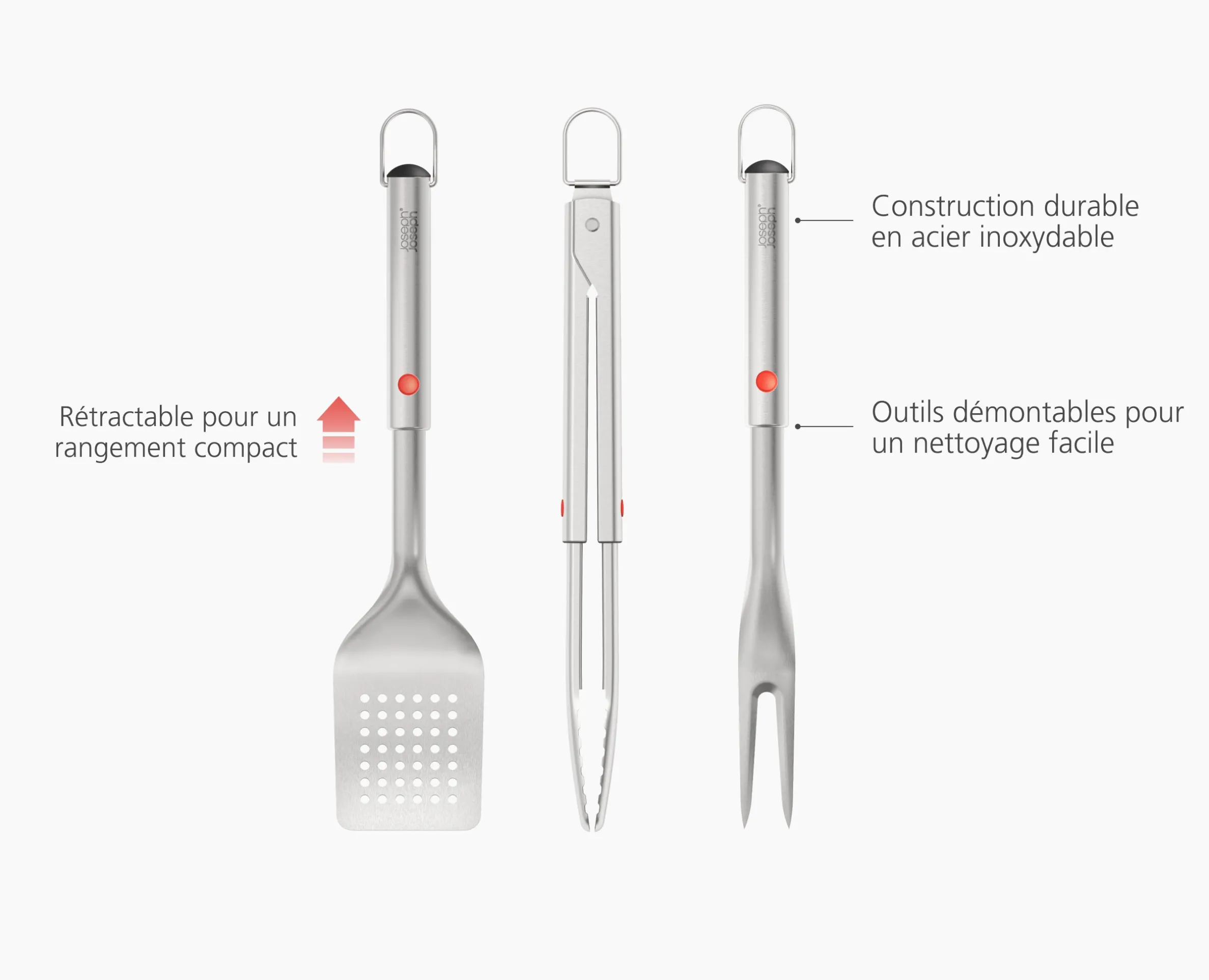Set de Spatule, Pince & Fouchette Barbecue en Inox GrillOut™